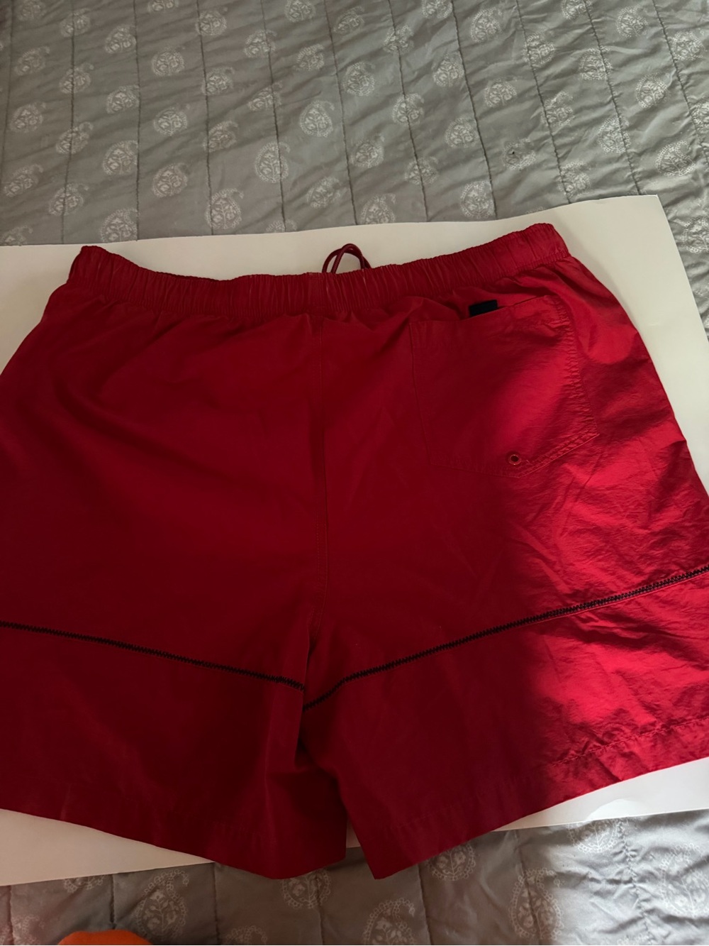 Nautica Red Swim Trunks with Navy Stitching